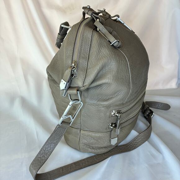 Allibelle Taupe Italian Leather Large Handbag Purse Crossbody Adjustable EUC - Picture 3 of 11